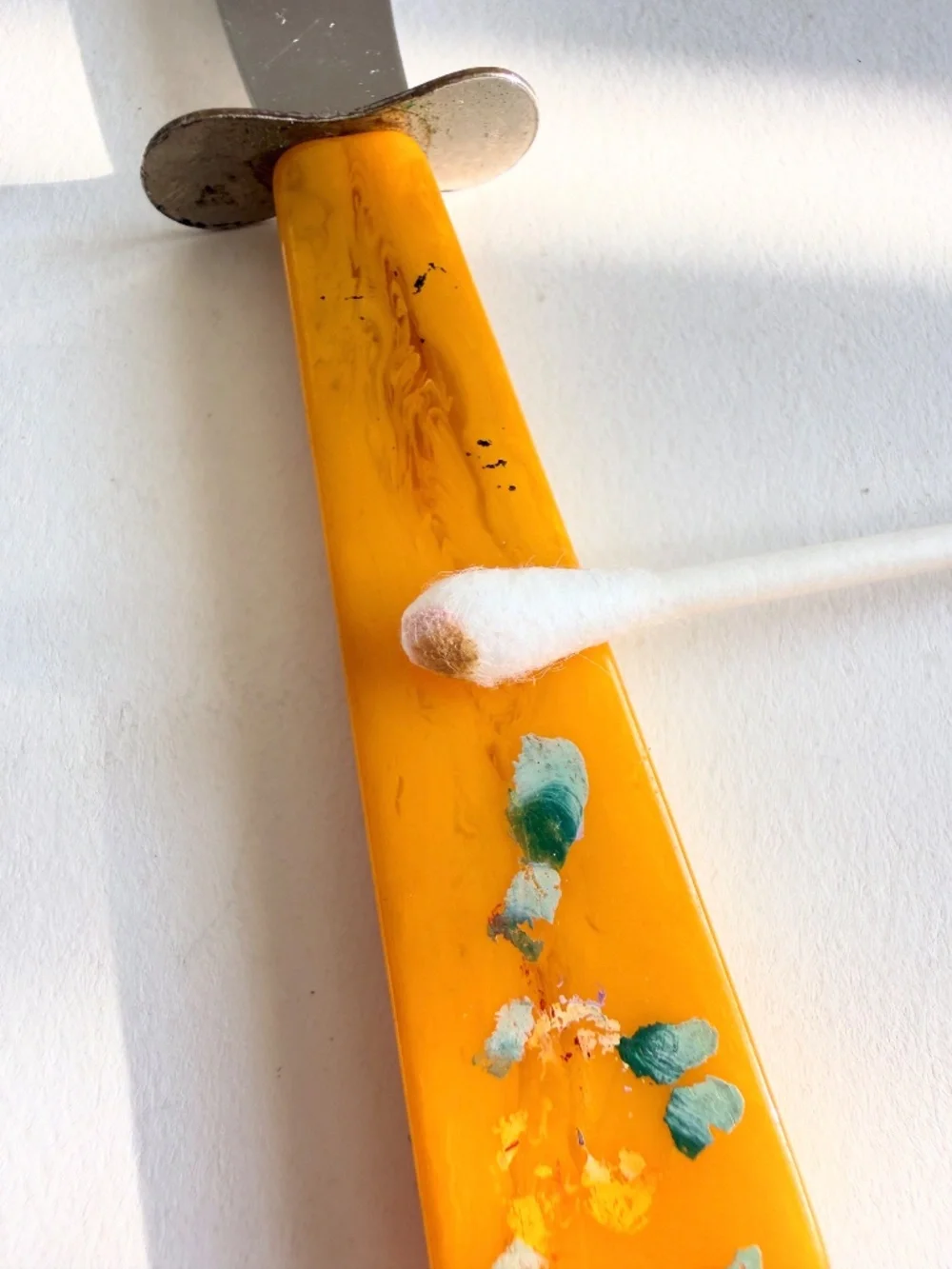 Vintage Butterscotch Bakelite Letter Opener Hand Painted Floral 1930s